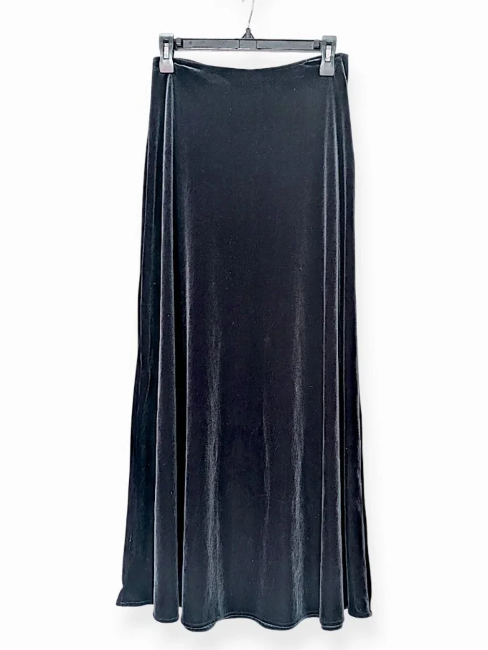 VTG 90s paper tag dark green rib cage high fairy goth grunge velvet maxi skirt 4